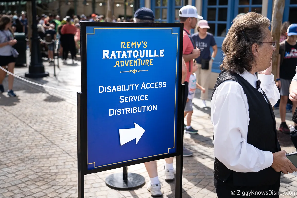 Remy's Ratatouille Adventure Disability Access Service sign