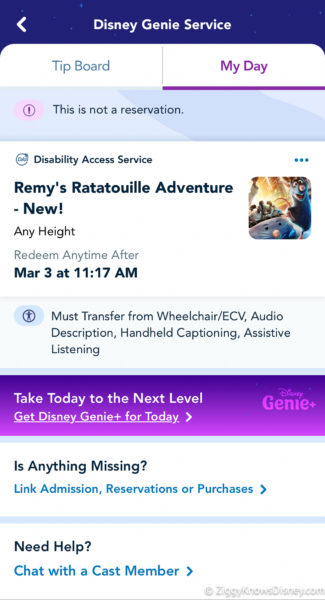 Remy's Ratatouille Adventure DAS Disability Access Service reservation