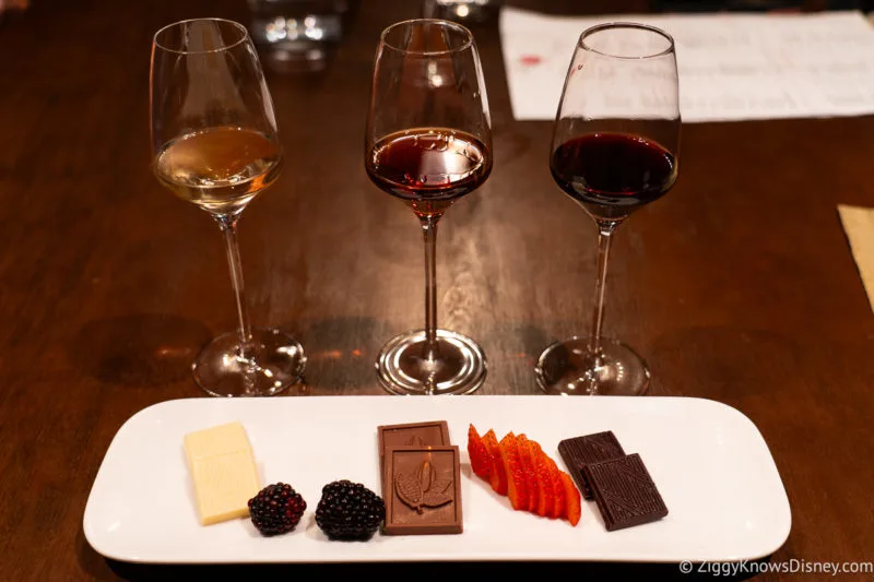 Wine Bar George Dessert wine trio with tasting chocolate