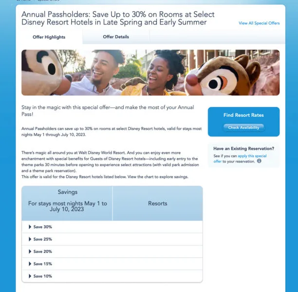 Disney World Annual Passholder Hotel Room Discounts