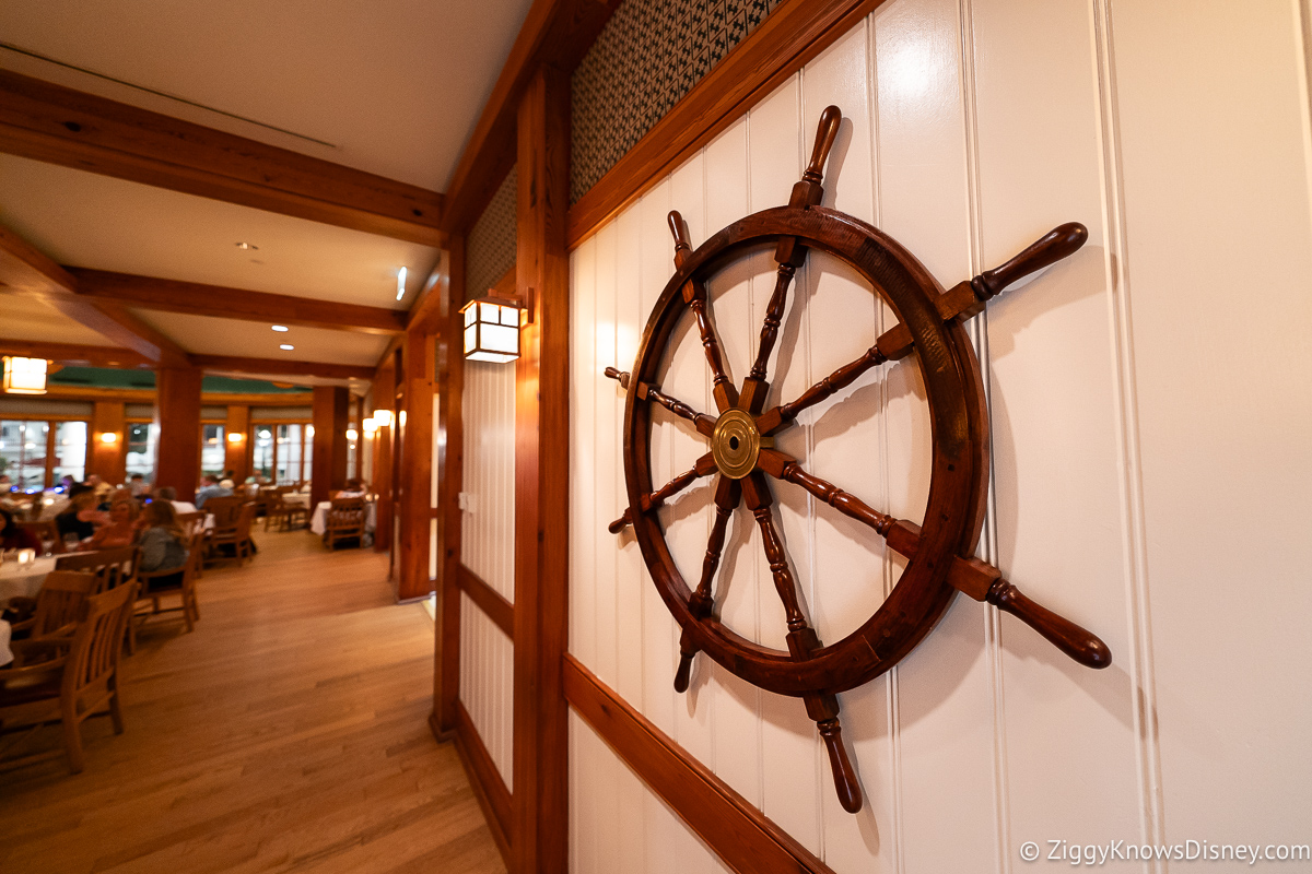 Captain's wheel at Yachtsman Steakhouse