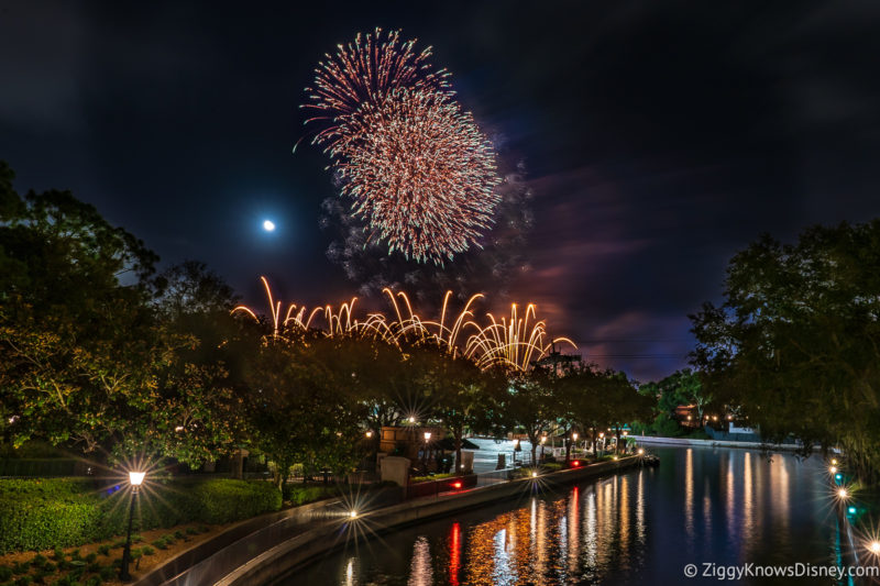 EPCOT fireworks from the Bridge between Disney's BoardWalk and Beach Club