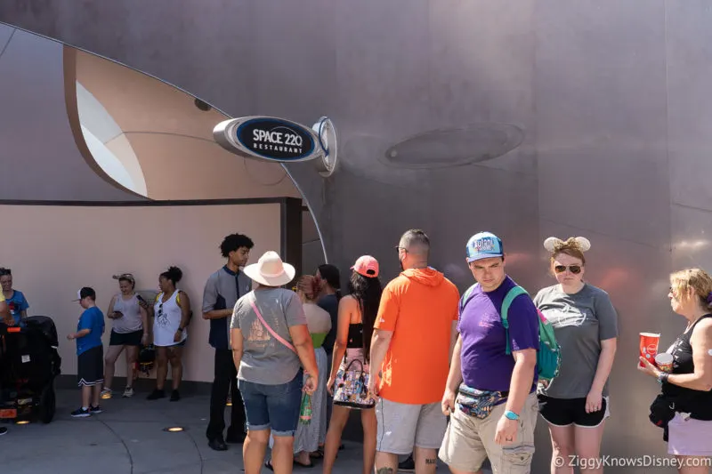 guests waiting in the standby line Space 220 EPCOT