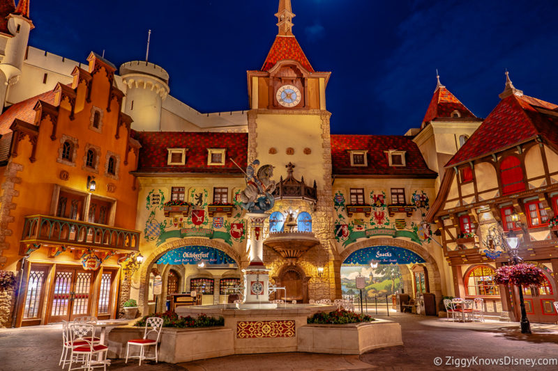 Germany Pavilion at night in EPCOT
