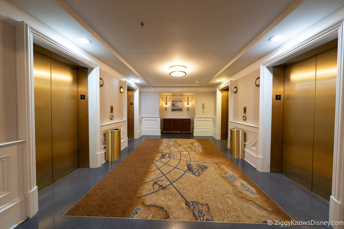 Disney's Yacht Club Resort hallway elevators