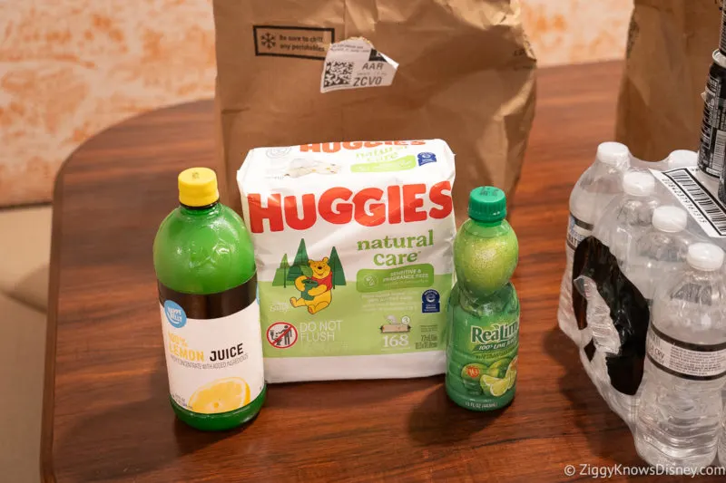 groceries on the table at Disney World resort