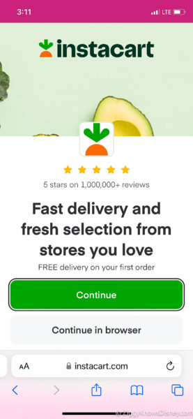 Instacart grocery delivery