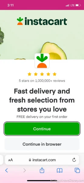 Instacart grocery delivery