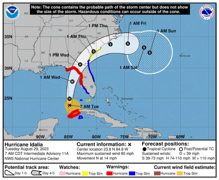 update Hurricane Idalia path