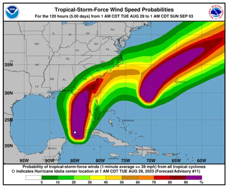 update Hurricane Idalia wind force