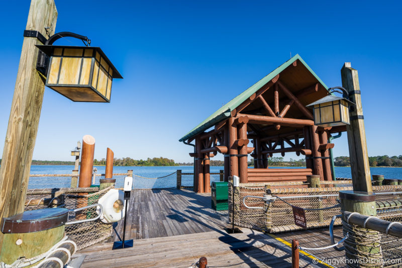 The boat launch dock at Disney's Wilderness Lodge