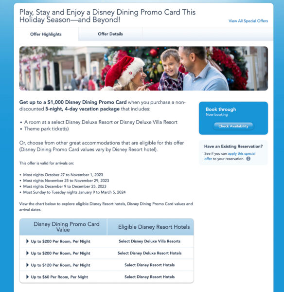 Disney Dining Promo Card offer