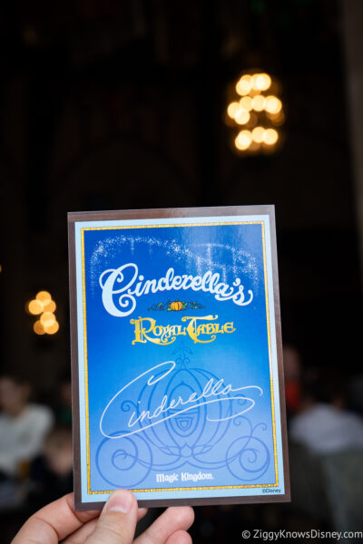 Cinderella's Royal Table restaurant welcome card