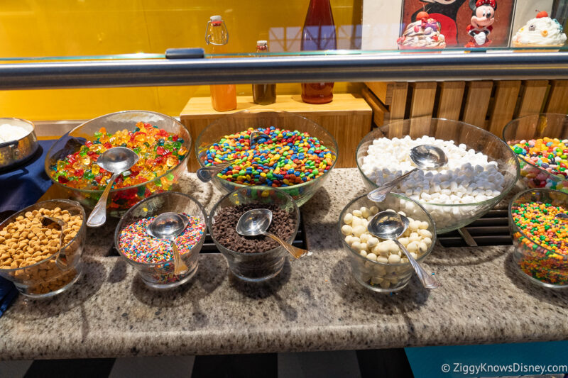 buffet of candy at Chef Mickey's