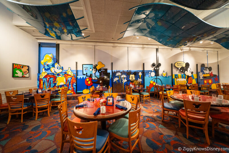 Chef Mickey's dining room with tables