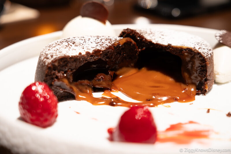 chocolate cake with warm molten center caramel Topolino's Terrace