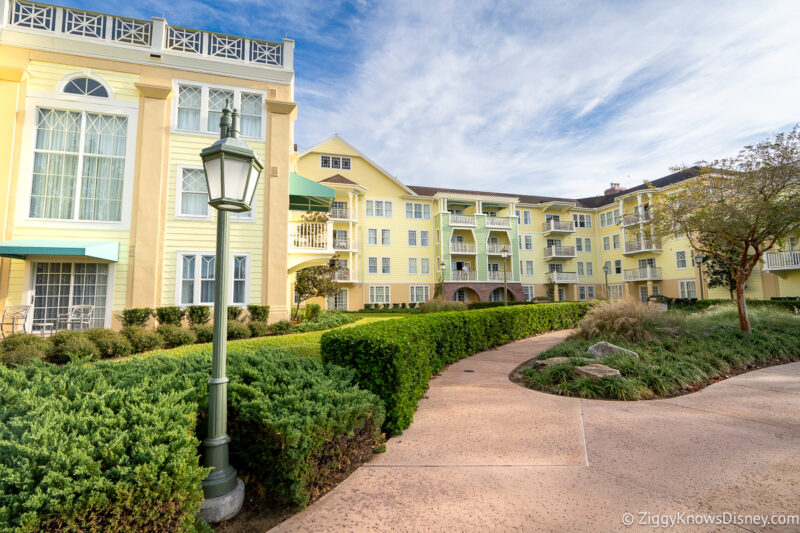 walking path between guest rooms at Disney's Saratoga Springs Resort