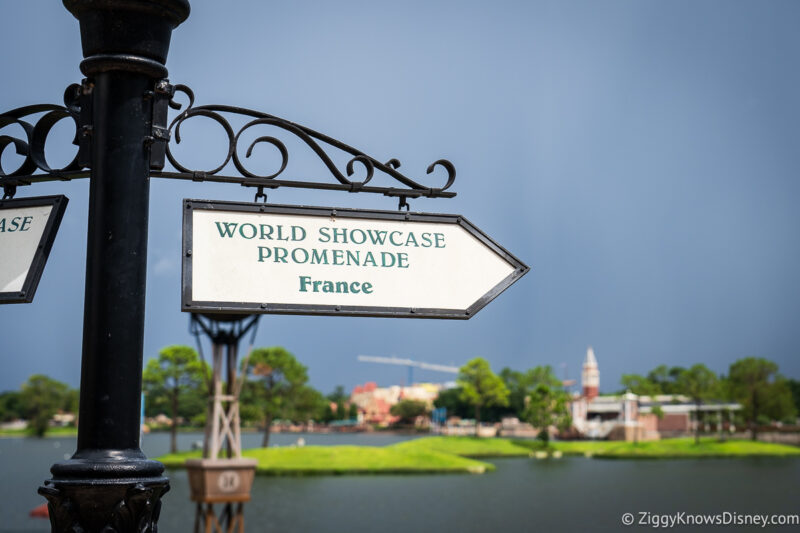 Sign for World Showcase Promenade France