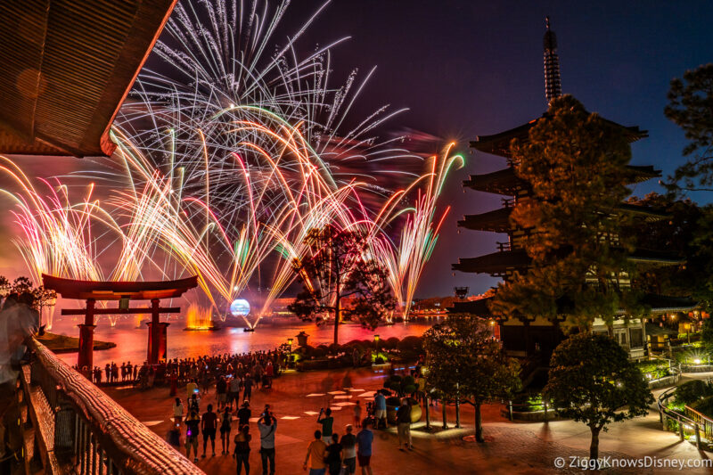 EPCOT fireworks from Japan pavilion