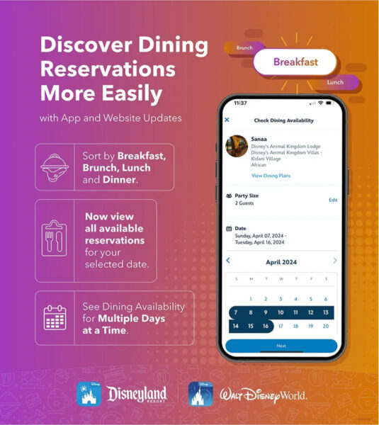 Changes to Disney Advance Dining Reservations system