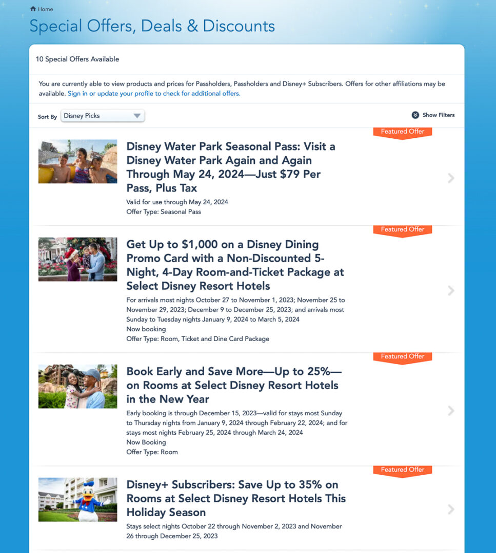 Current Disney World Discounts & Deals 2024