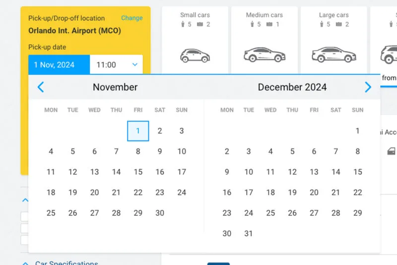 rental car availability calendar
