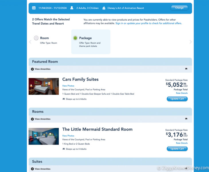 booking WDW vacation package