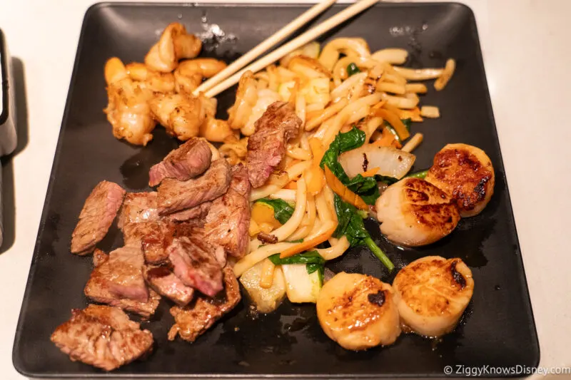 noodles and meat from Teppan Edo in Japan EPCOT