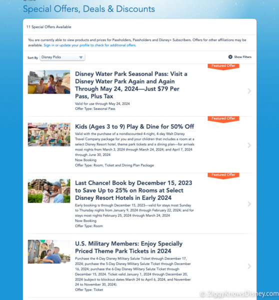 discounts and offers on WDW vacations