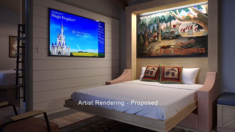 The Cabins at Disney's Fort Wilderness Resort living room bed concept art