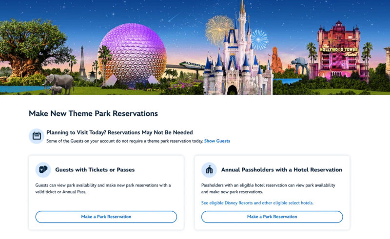 make new theme park reservations