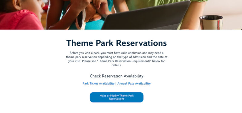 theme park reservations