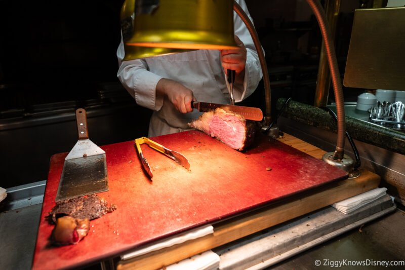 slicing roast beef at Crystal Palace Magic Kingdom
