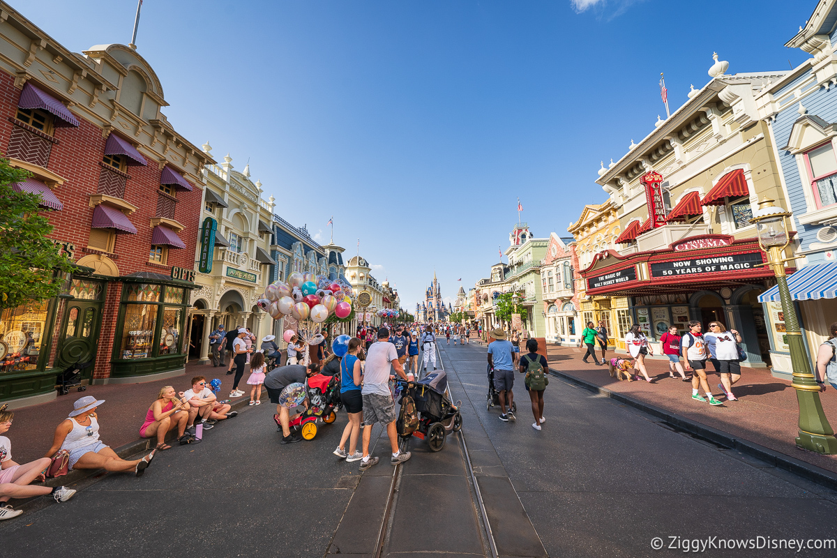 walking down Main Street USA Magic Kingdom Disney World