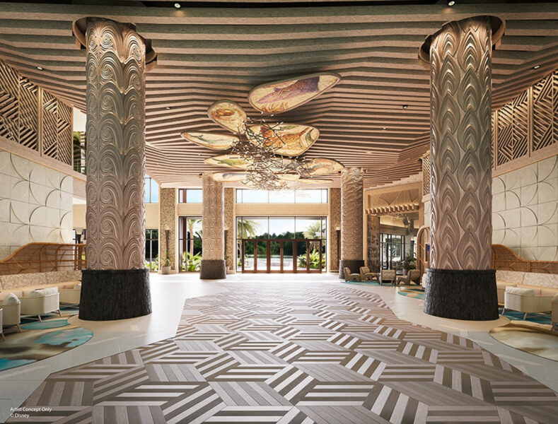 The lobby at Island Tower at Disney's Polynesian Villas & Bungalows concept art