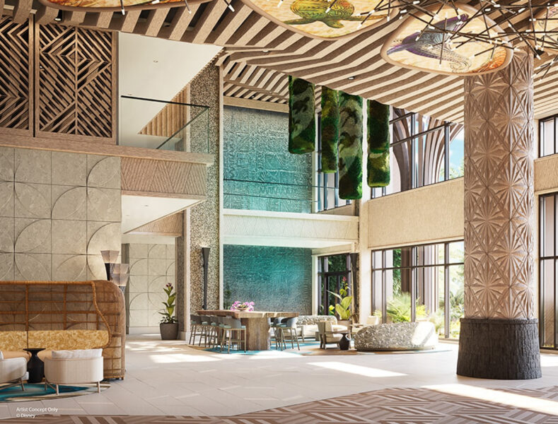The lobby at Island Tower at Disney's Polynesian Villas & Bungalows concept art