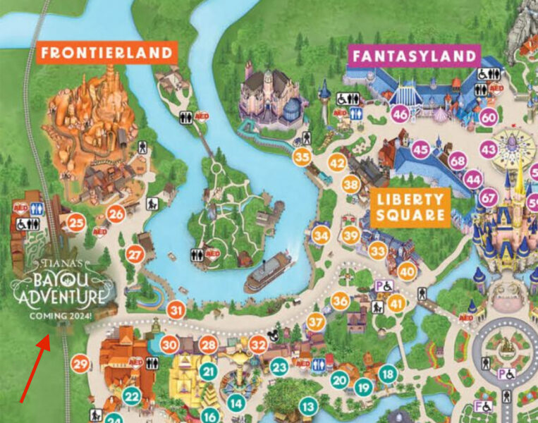 Tiana's Bayou Adventure map location Magic Kingdom