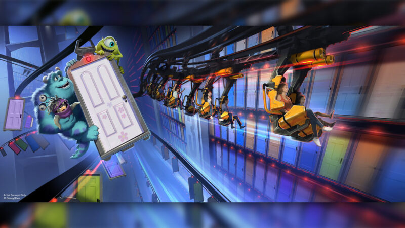 Monsters Inc doors roller coaster concept art Hollywood Studios