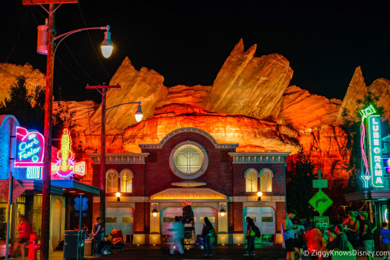 Cars Land Radiator Springs at night