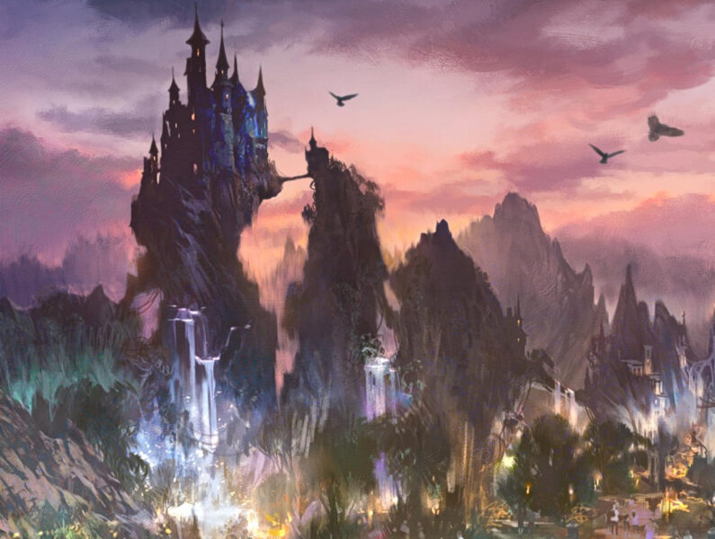 tower in the back of Villains Land concept art Magic Kingdom