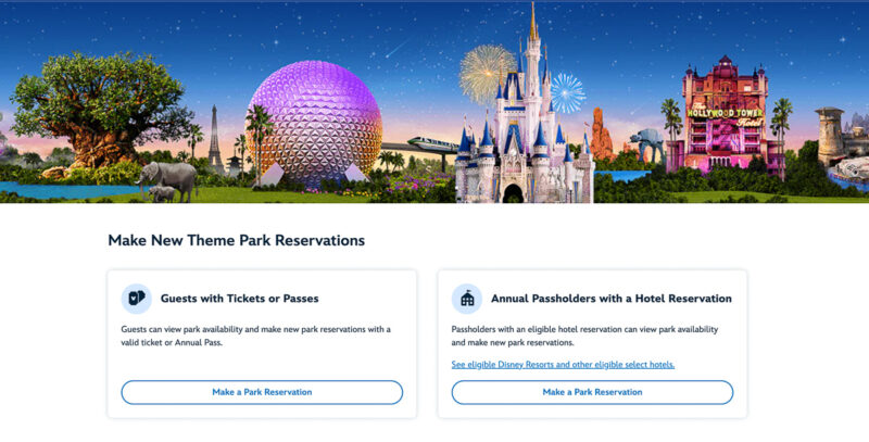 Making Walt Disney World Theme Park Reservations with Annual Pass