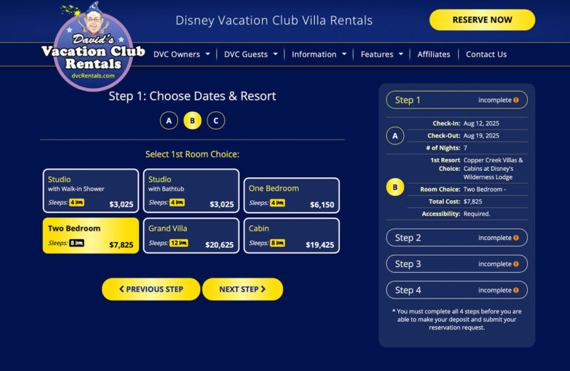 David's DVC Rentals Prices