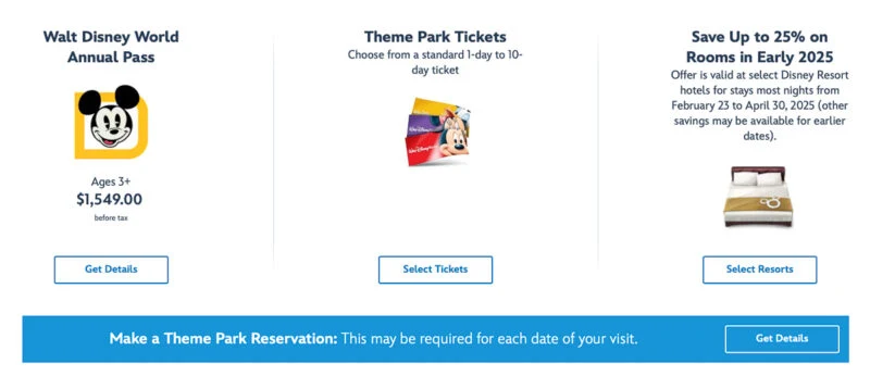 Theme Park Tickets Walt Disney World