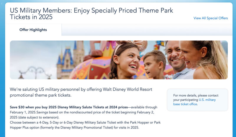 Disney World Military Discounts 2025