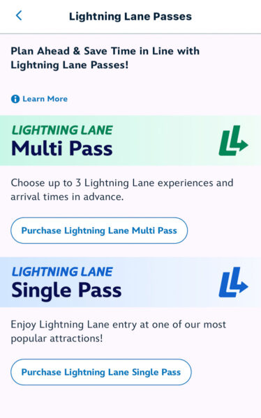 Lightning Lane Multi Pass Single Pass