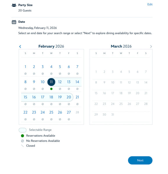 searching for wdw dining reservations for big groups