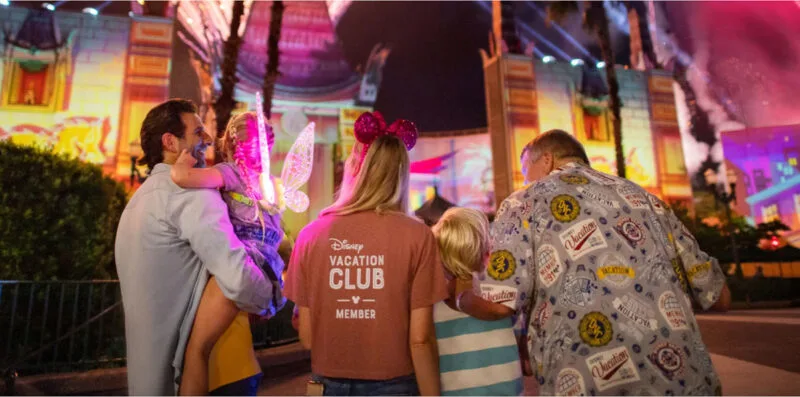 a family at Hollywood Studios during Moonlight Magic