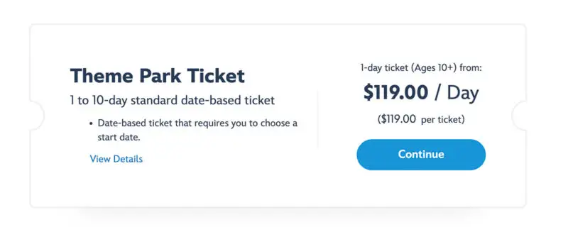 Disney World 1-Day Ticket Prices