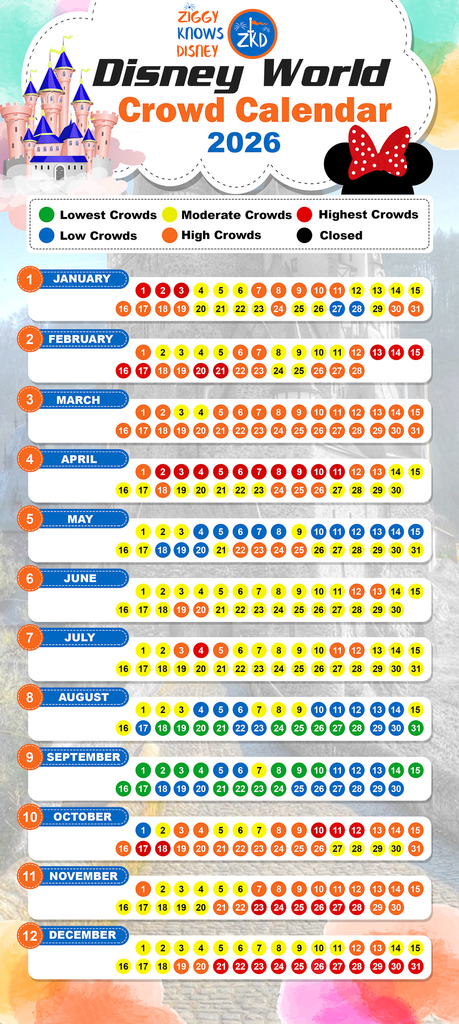 2026 Disney World Crowd Calendar Ziggy Knows Disney