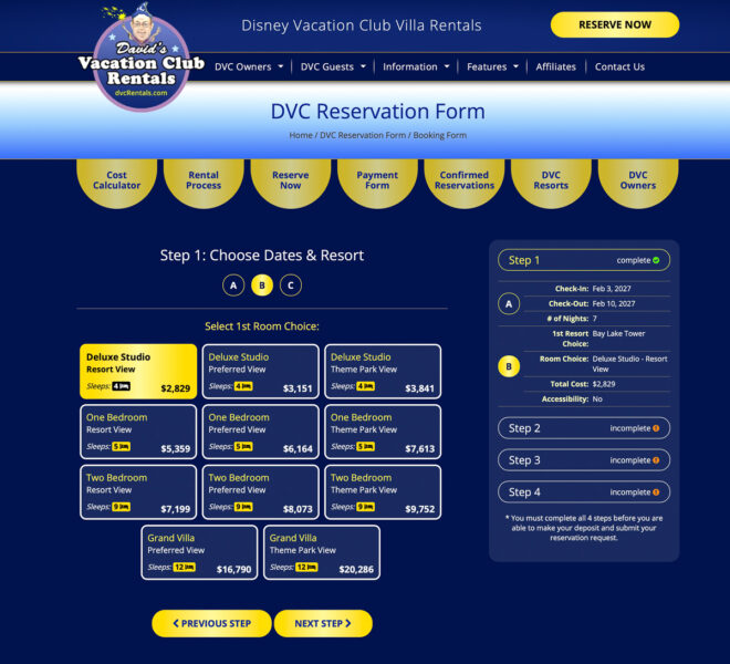David's Vacation Club Rentals room types